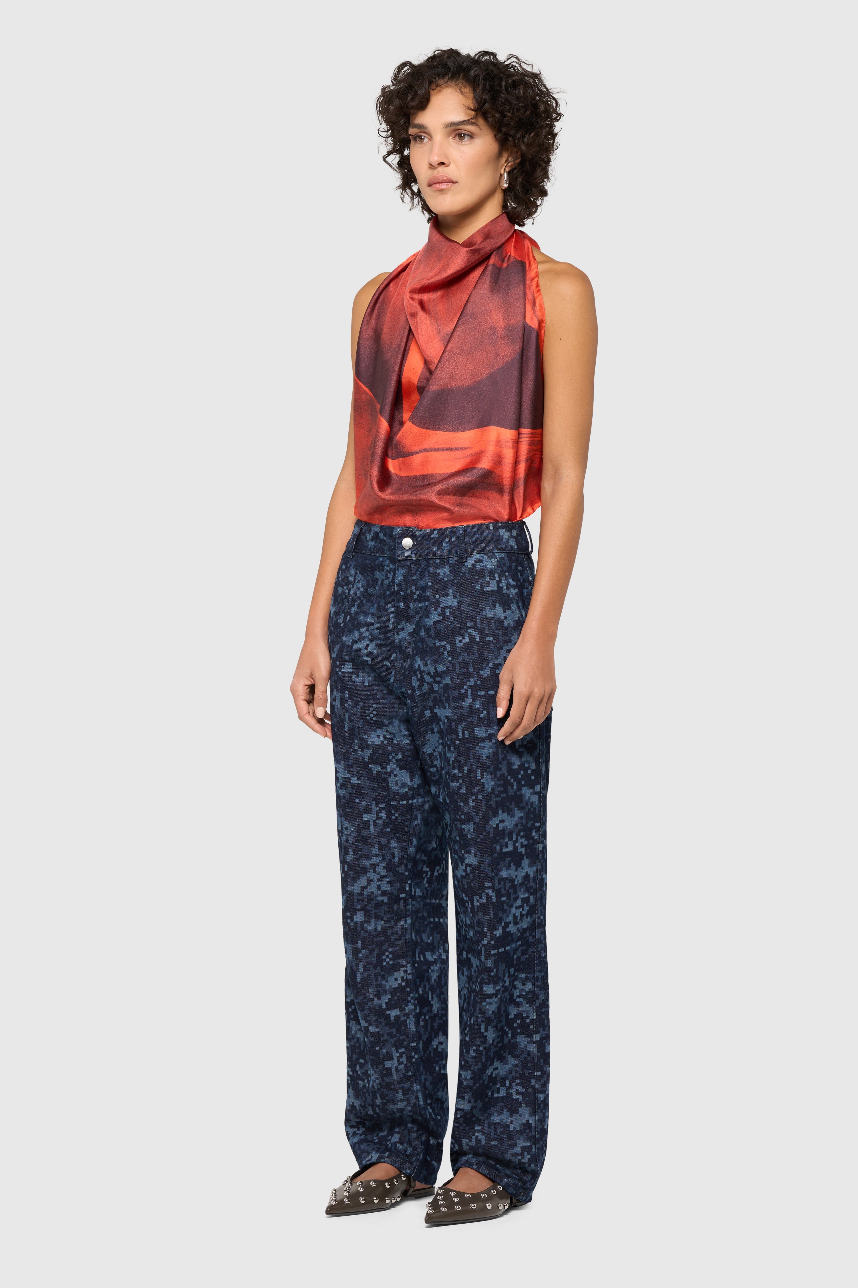 Night camo denim pants