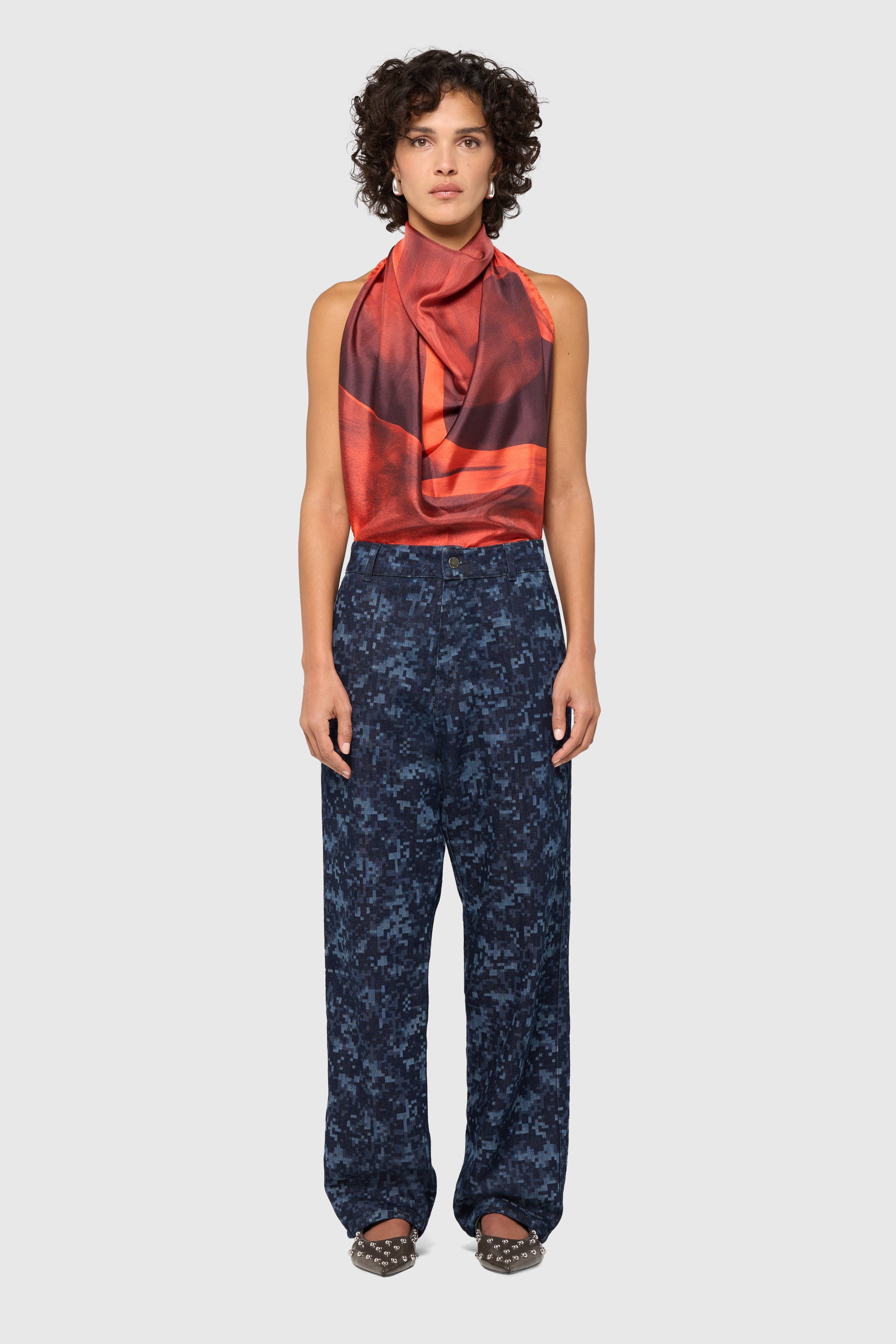 Night camo denim pants