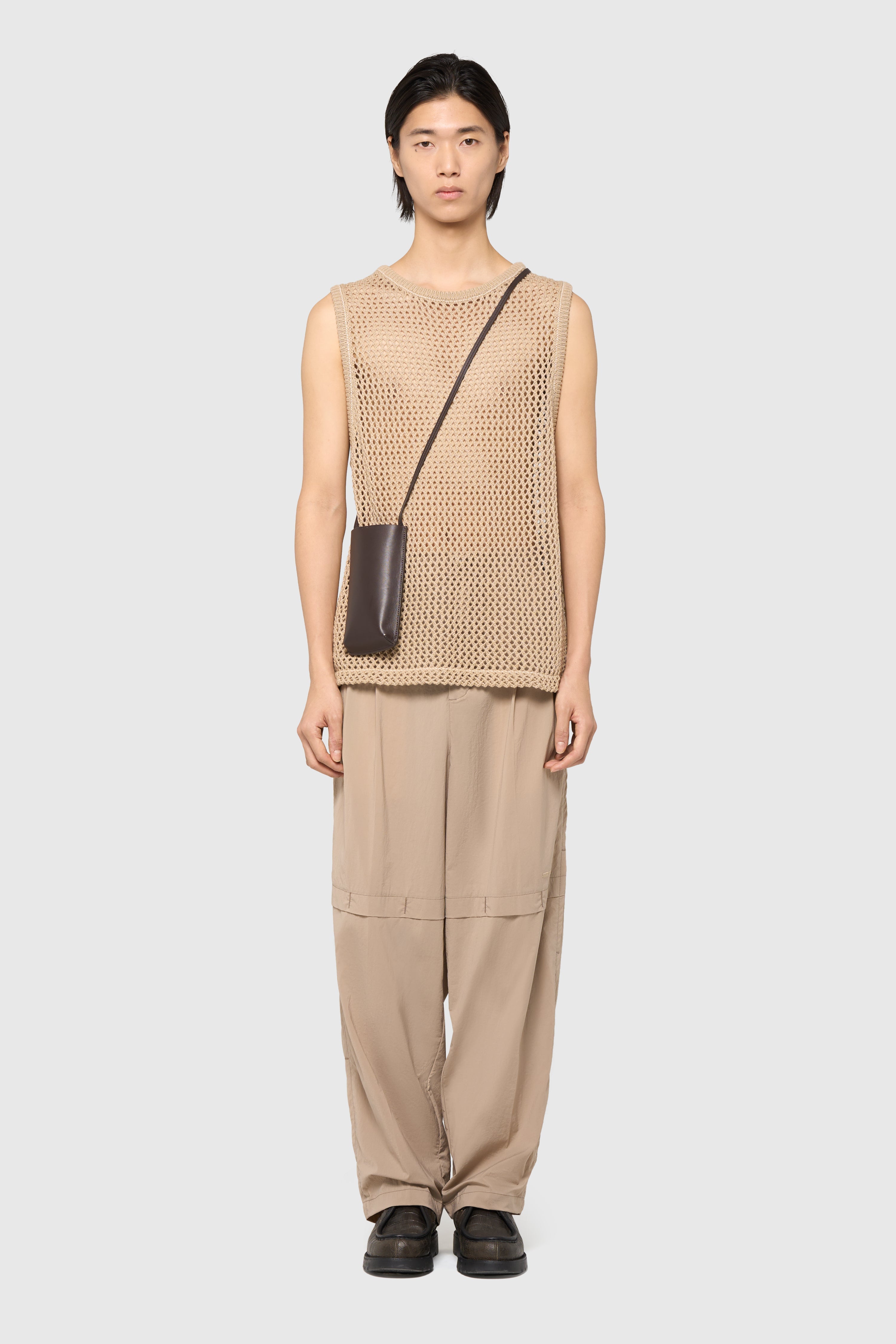 Sand pleated trousers